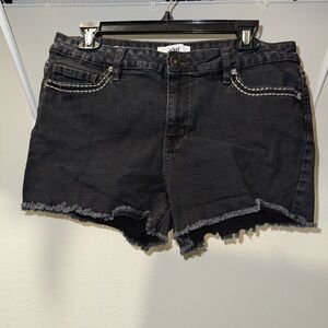 YMI Black Frayed Hem Jean Shorts